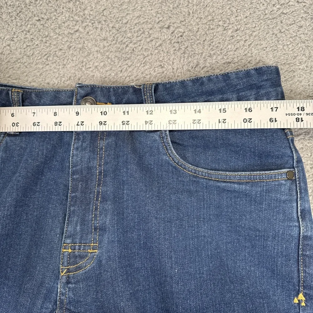 Stio Jeans Men 33 S (fit 34x30) Blue Rivet Straight Fit Dark Wash Organic Cotton
